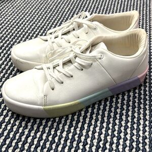 ALDO Etilivia Pastel Rainbow White Sneakers Low Top Casual Womens 8.5